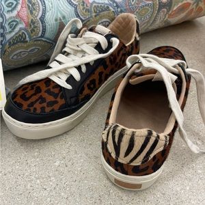 Real hide on leather sneaker